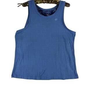 Born Ribbed Knit Tank Women's Medium Slate Blue Stretch Comfort READ FLAW